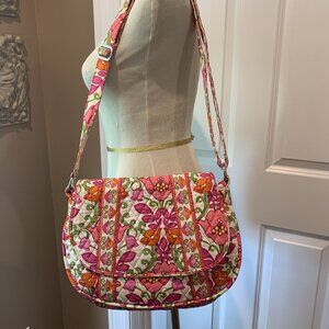 VERA BRADLEY Lilli Bell crossbody bag purse pink orange floral EUC